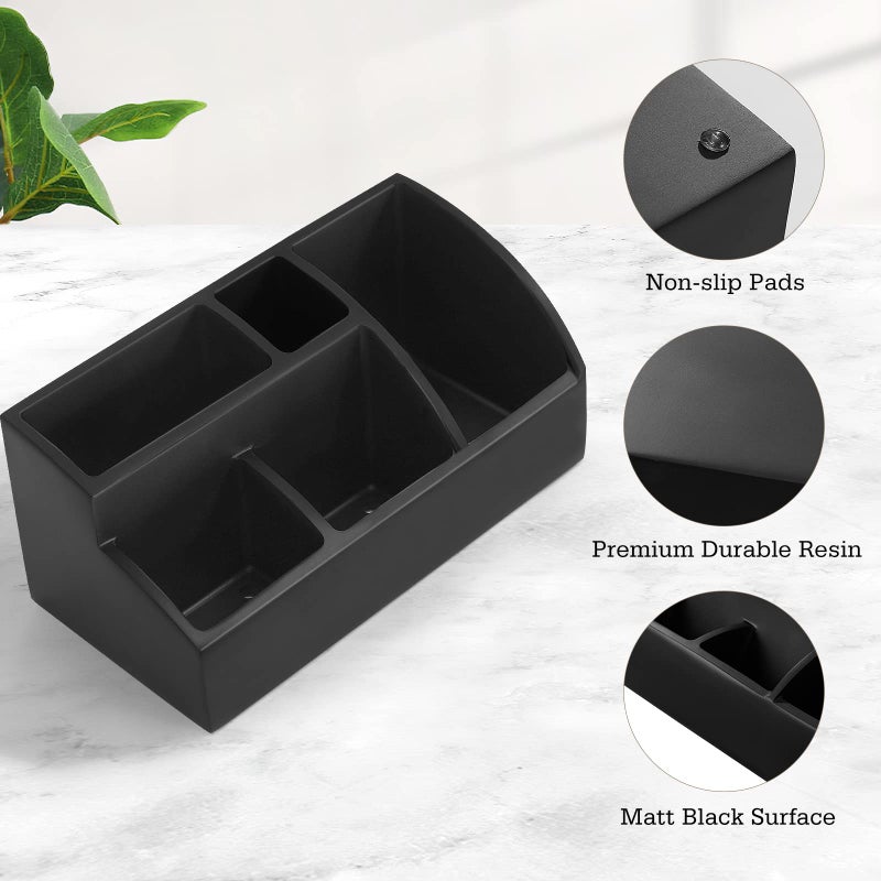 Luxspire Bathroom Counter Organizer  Toothbrush Holder for Bathroom 5 Slot  Large Bathroom Countertop Organizer Storage Marble Bathroom Accessories for Toothbrush Toothpaste  Matte Black - Image 3